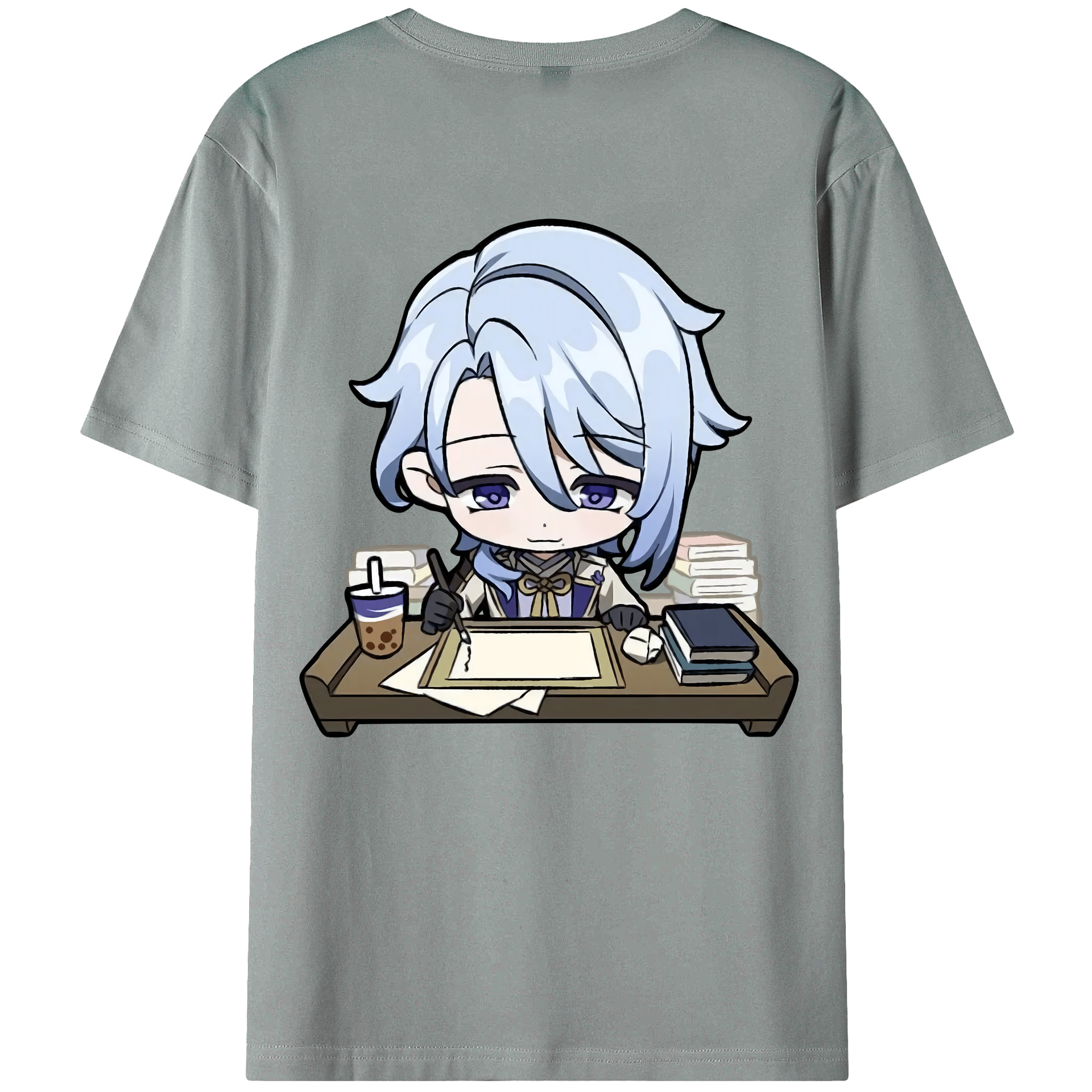 げんし神 神里綾人 かみさとあやと genshin Kamisato Ayato 綿100％ メンズ半袖Tシャツ（バックプリント） 通気性